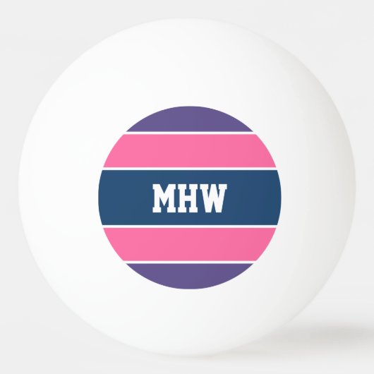 ストライプパタカスタムーンモノグラムピンポンボール 卓球ボール (正面)