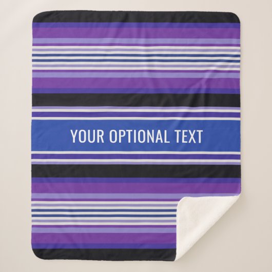ストライプパターカスタムン文字フリースブランケット シェルパブランケット (正面)
