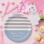 ストライプパターカスタムン紙プレート ペーパープレート (パーティー)