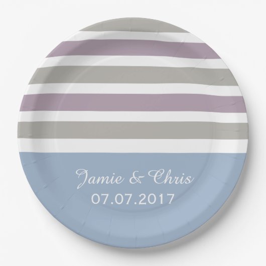 ストライプパターカスタムン紙プレート ペーパープレート (正面)