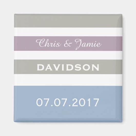 ストライプパターンのカスタムウェディングマグネット マグネット (正面)