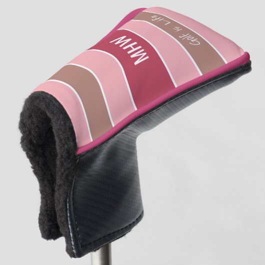 ストライプパターンカスタムモノグラムと文字カバー ゴルフヘッドカバー (3/4 正面)