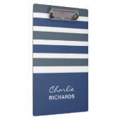 ストライプパターンカスタムモノグラムのクリップボード クリップボード (右)