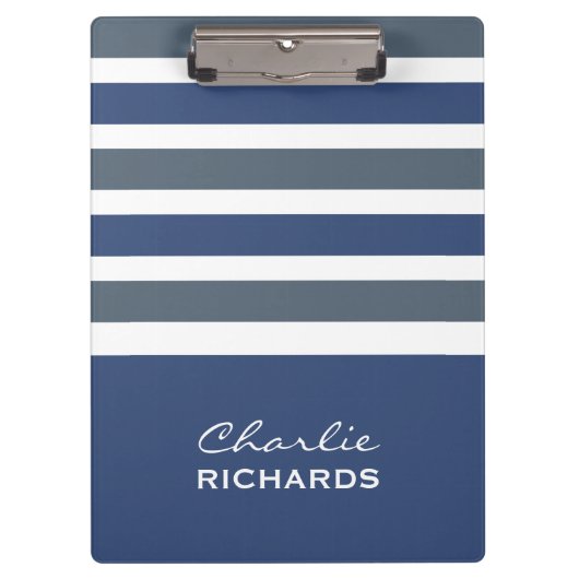 ストライプパターンカスタムモノグラムのクリップボード クリップボード (正面)