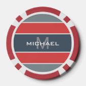 ストライプパターンカスタムモノグラムトランプのポーカーチップ ポーカーチップ (裏面)