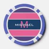 ストライプパターンカスタムモノグラムトランプのポーカーチップ ポーカーチップ (裏面)