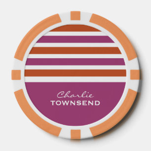 ストライプパターンカスタムモノグラムトランプのポーカーチップ ポーカーチップ