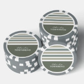 ストライプパターンカスタムモノグラムトランプのポーカーチップ ポーカーチップ (積み重ね)