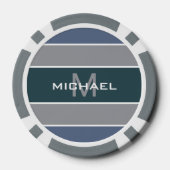 ストライプパターンカスタムモノグラムトランプのポーカーチップ ポーカーチップ (裏面)