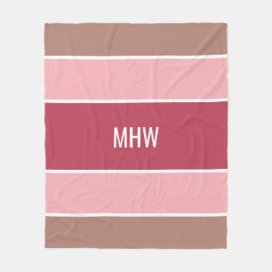 ストライプパターンカスタムモノグラムフリースブランケット フリースブランケット