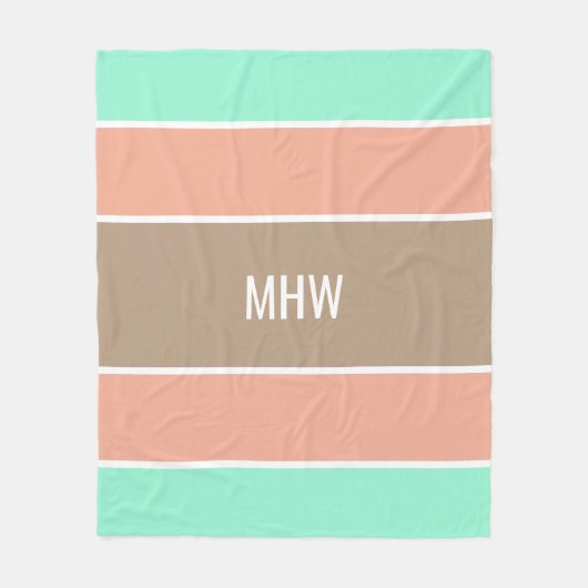 ストライプパターンカスタムモノグラムフリースブランケット フリースブランケット (正面)