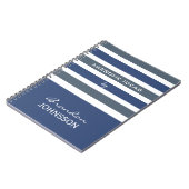 ストライプパターンカスタムモノグラム手帳 ノートブック (左側)