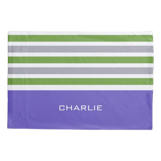 ストライプパターンカスタムモノグラム枕カバー 枕カバー (裏面)