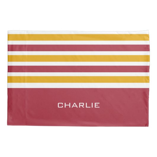 ストライプパターンカスタムモノグラム枕カバー 枕カバー (裏面)