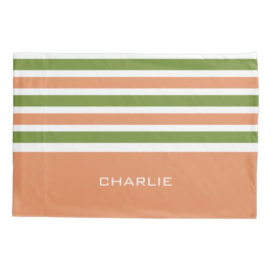 ストライプパターンカスタムモノグラム枕カバー 枕カバー (裏面)