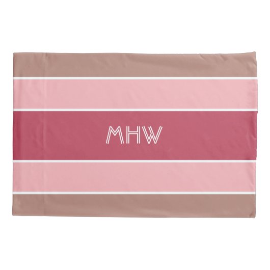 ストライプパターンカスタムモノグラム枕カバー 枕カバー (裏面)