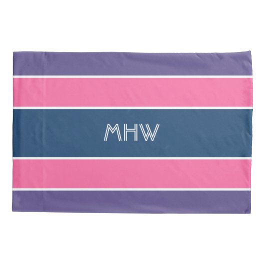 ストライプパターンカスタムモノグラム枕カバー 枕カバー (裏面)