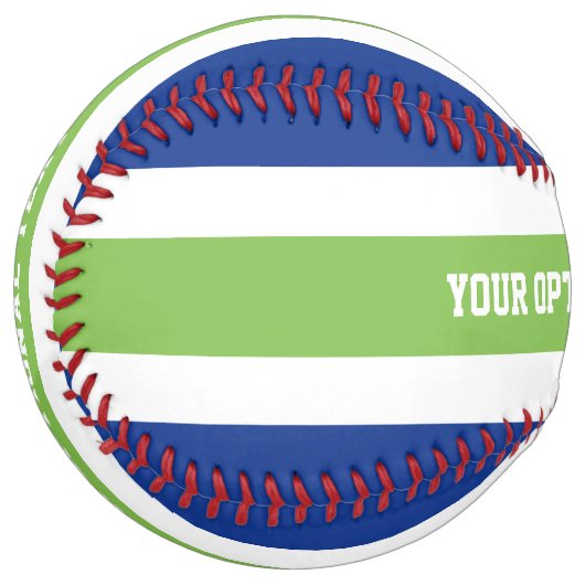 ストライプパターンカスタム文字ソフトボール ソフトボール (正面左)