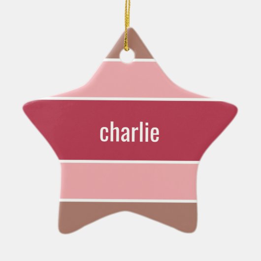 ストライプパターン名前をカスタムするオーナメント セラミックオーナメント (正面)