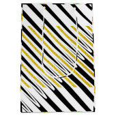 ストライプパターン数々のカラー金ゴールドグリッターアート2022 ミディアムペーパーバッグ (裏面)