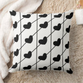 ストライプパターン白黒と黒ハート クッション (ブランケット)
