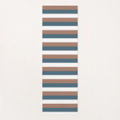 ストライプパターン茶色ティール（緑がかった色）白 ヨガマット (正面)