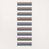 ストライプパターン茶色ティール（緑がかった色）白 ヨガマット (裏面)