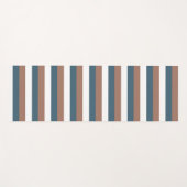 ストライプパターン茶色ティール（緑がかった色）白 ヨガマット (正面(横))