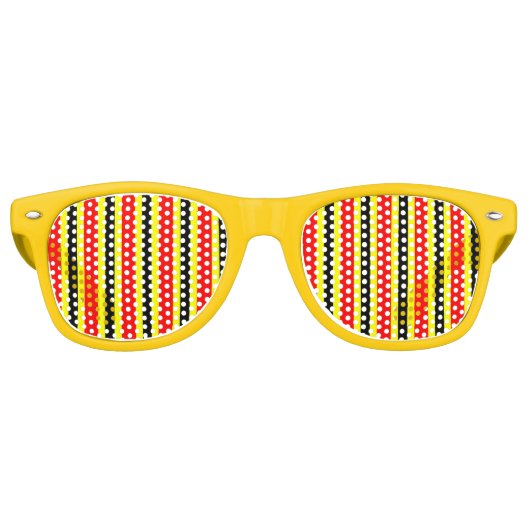 ストライプパターン – 黒と赤+背景 レトロサングラス (正面)