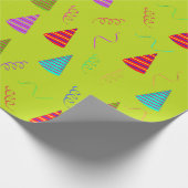 ストライプパーティーハットカラフルリボン ラッピングペーパー (角)