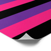 ストライプピンクパープルブラックかわいらし ポスター (角)