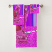 ストライプピンクヒールプリンセスバスルーム バスタオルセット (インサイチュ)