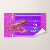 ストライプピンクヒールプリンセスバスルーム バスタオルセット (ハンドタオル)