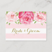 ストライプピンクフローラテーブル場所設定カード プレイスカード (裏面)