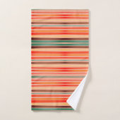 ストライプピーチ、珊瑚、青、オレンジ、粘土 バスタオルセット (ハンドタオル)
