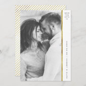 ストライプフェイクGold Foil Photo Save the Date Cards セーブザデート (正面/裏面)