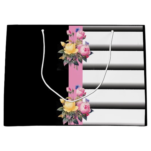 ストライプフローラプリント ラージペーパーバッグ (正面)