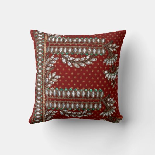 ストライプフローラヴィンテージエレガントBrocadeインディアン クッション (裏面)