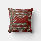 ストライプフローラヴィンテージエレガントBrocadeインディアン クッション (正面)