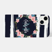 ストライプフローラ枠モノグラム iPhoneケース (裏面横)