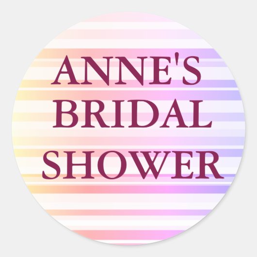 ストライプブライダルシャワークラシックラウンドステッカー ラウンドシール (正面)