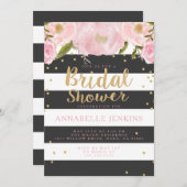 ストライプブライダルシャワーパーティの招待状 招待状 (正面/裏面)