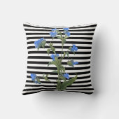 ストライプブラックブルーフラワー両面ハンプトン クッション (裏面)