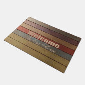 ストライププリント歓迎 ドアマット (アングル)