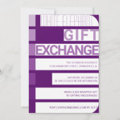 ストライプホワイトエレファントギフト交換ホリデーパーティー 招待状 (正面)