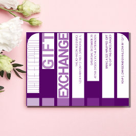 ストライプホワイトエレファントギフト交換ホリデーパーティー 招待状