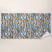 ストライプマリンパターンいかりライフラインシーシェル ビーチタオル (正面)