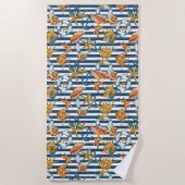 ストライプマリンパターンいかりライフラインシーシェル ビーチタオル (正面)