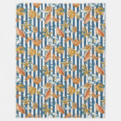 ストライプマリンパターンいかりライフラインシーシェル フリースブランケット (正面)