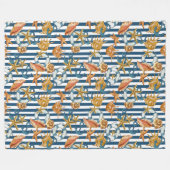 ストライプマリンパターンいかりライフラインシーシェル フリースブランケット (正面(横))